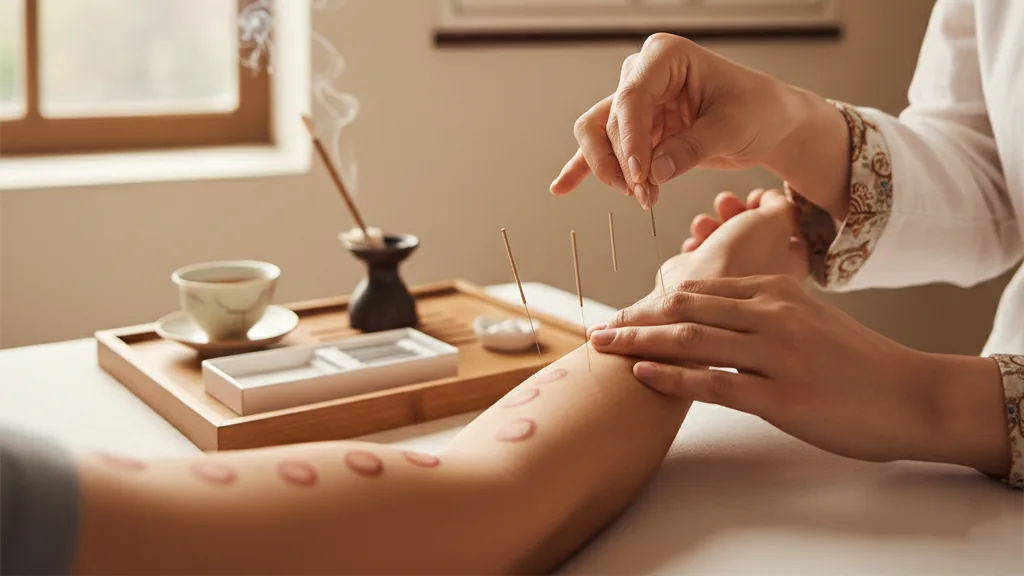 Pose d'aiguilles d'acupuncture